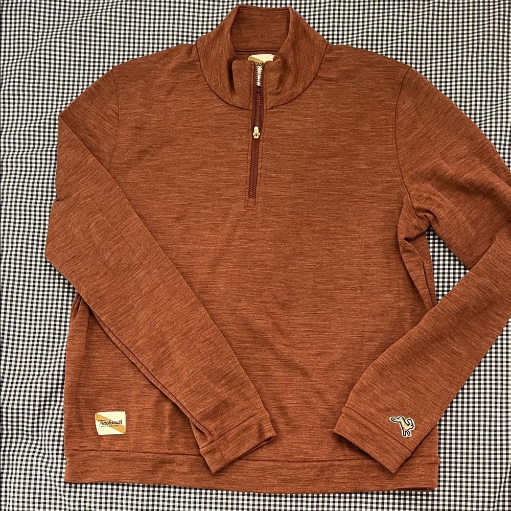 Tracksmith New England Merino Wool Quarter Zip Pullover.  Women’s Large. NWOT.